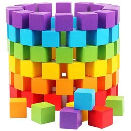 Other Toys 30 pieces/batch 2X2CM wooden Coloured cube building blocks for childrens education square dice board game blocks toy gifts S245163 S245163