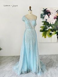 Party Dresses Lemon Joyce Product Discounts Light Blue Single Sexy Shoulder For Prom Elegant Women 2024