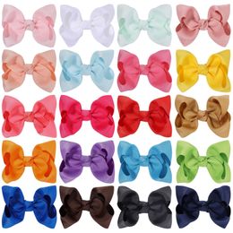 Baby Hairclips Ribbon Bow Hairpin Clips Girls solid Bowknot Barrette Kids Hair Boutique Bows Children Hair Accessories 4.13inch YL2675