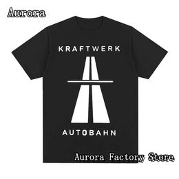 Men's T-Shirts Summer Men Cotton T-Shirt Kraftwerk Autobahn Music Pattern Tops Ts Male Casual Y2K Clothing Short Slve Harajuku Strtwear T240515