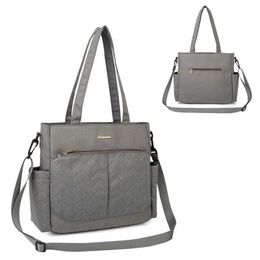 Diaper Bags Lequeen Fashionable Gray Diaper Bag for Mommies Large Capacity Well-Organized Space Maternity Backpack for Strollers Y240515