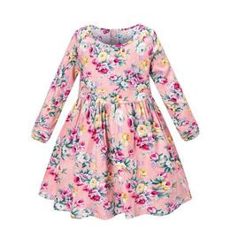 Long Sleeve Girls Floral Dresses for Kids Children Princess Dress Baby Birthday Costume 1-8T 2024 Spring Summer Clothing L2405