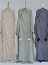 Ethnic Clothing Eid Muslim Prayer Dress for Women Abaya Jilbab Jubha Robe Eid Prayer Garment Ramadan Lace Cuff Abayas Dubai Arab Long Robe 2024 T240515