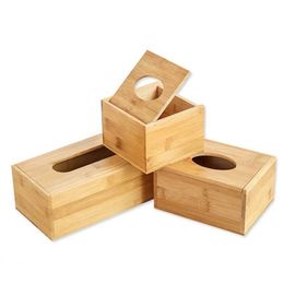 Tissue Boxes Napkins Bamboo tissue box holder storage paper box tissue box car cover wooden napkin holder home decoration J0514