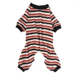 Dog Apparel Striped Pyjamas Clothes Jumpsuit Fashionable Machine Washable Warm Stretchy Polyester For Spring Bedroom