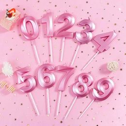 Party Supplies 1pcs 0-9 Number Digital Candles Cake Decorations Romantic Blue Pink Topper For Kids Happy Birthday Baby Shower Creative