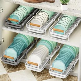 Kitchen Storage Dish Drying Rack Cabinet Slide-out Under Sink Drawer Cutlery No Need To Drill Holes