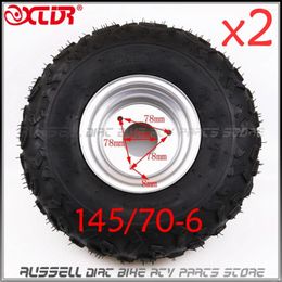 All Terrain Wheels X2 145/70- 6" Inch 13X6.50-6 Front/Rear Wheel Rim Tyre/Tire 50cc 110cc 125cc Quad Bike ATV Buggy Lawn Mower Go Karting