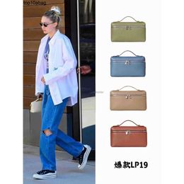 LP bag Loro Piano Bag Box LP Lunch LP19 Original Cowhide Simple and Fashionable Handheld Makeup One Crossbody 1245 loropina