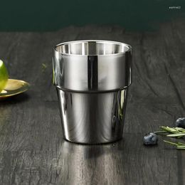Mugs 300ml Metal Beer Double-Wall Stainless Steel Water Cup Coffee Tea Anti-scalding Party Mug Drinkware Customization Logo
