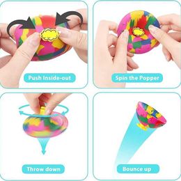 Decompression Toy Hip Hop Jump Half Edge Bounce Ball Anti Pressure Fidget Childrens Outdoor Fun Camo Rotating Bowl Top of Fingertips H240517