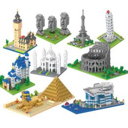 Blocks Micro Brick Mini Building Set Eiffel Tower Big Ben Roman Colosseum Model Building Diamond Block Pyramid Pizza Taj Mahal Set WX