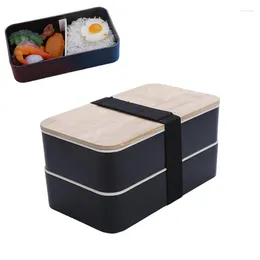 Dinnerware Double Layer Lunch Bag Japanese Safe Container Wooden Lid Large Capacity Microwavable Storage Tool Portable Fruits Box