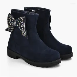 Boots Mudipanda Children Shoes Flock Kids Botas Butterfly Crystals Snow Girls Winter Plush Warm