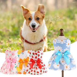 Dog Apparel Lovely Cat Costume Fruit Print Dress Button Closure Soft Touch Puppy Clothing Up