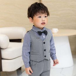 Newborn Baby Boys 1 Year Birthday Suit Prince Kids Vest Pants Bowtie Photograph Dress Children Wedding Party Performance Costume