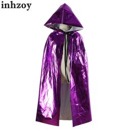 Cosplay-Kinder Jungen Mädchen Halloween Hexen Vampire Hoodies Kostüme Shiny Metal Corner Wizards Robe Rollenspiele Themenpartys Fancy Outfitsl240502