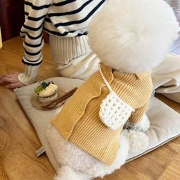 Dog Apparel Candy Color Knit Sweater Clothes Cute Satchel Cardigan Small Clothing Cat Korean Fashion Outfits Warm Pet Products