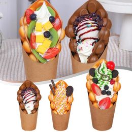 Decorative Flowers 1Pc Artificial Egg Bubble Waffle Ice Cream Puff Simulation Cake Model Pography Props Festival Party Shop Decoration