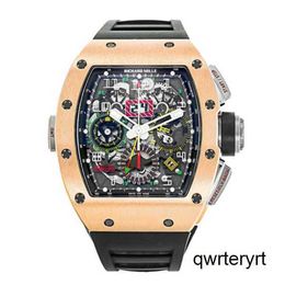 RM Mens Wrist Watch Rm11-02 18k Rose Gold Calendar Time Month Double Time Zone Famous Luxury Rm1102