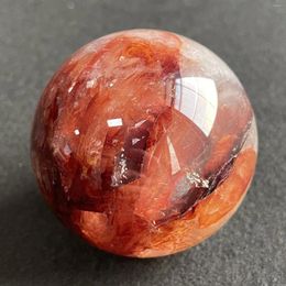 Decorative Figurines 216g Natural Stone Red Clear Quartz Crystal Ball Rainbow Sphere Polished Rock Reiki Healing Z312