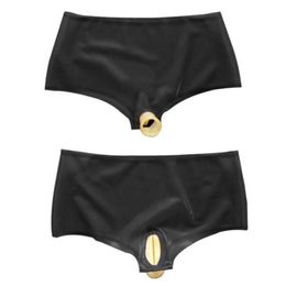 Latex rubber sexy masquerade ball Halloween role-playing boxer shorts black party-