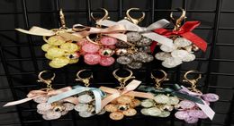 Keychains Fashion Small Fresh Crystal Grape Bunch Key Chain Cloth Bow Car Keyring Arrival Creativity Gift Pendant Accessories2618034