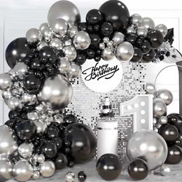 Party Balloons Black and Silver Balloon Garland Arch Kit Birthday Party Decoration Kids Adults Balloon Wedding Party Supplies Baby Shower Favour