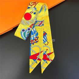 Designer Silk Scarf For Women Scarves celebrity live streaming celebrity same style slim and long small scarf womens versatile scarf spring and autumn style tie hand