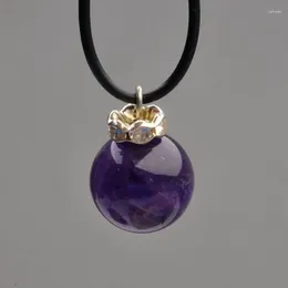 Pendant Necklaces JoursNeige Natural Purple Crystal Necklace 14mm Bead With Leather Cord Women Lady Simple Fashion Jewelry