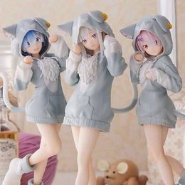 Action Toy Figures Cartoon Colour box Cat ears Cute girl Japanese Anime Figure Toy PVC Action Figure Collectible Model Doll Gift Y240516