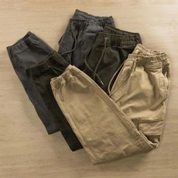 Men's Pants Great All-Match Loose Drawstring Stretchy Men Cargo Trousers Loose-fitting Eye-catching For Dating