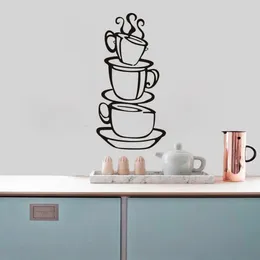Wall Stickers Coffee Cup Pattern For Kitchen Dining Room Lounge Shop Home Decoration Diy Mural Art Decal