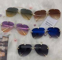 Sunglasses Brand Metal Rimless Men Mirror Fashion 2022 Trendy Pilot Womens Sun Glasses UV Protector Gradient EyewearSunglasses8282257