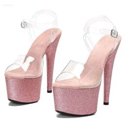 Upper PVC Sandals LAIJIANJINXIA Sexy 17cm/7inch Exotic Women Platform Fashion High Heels Pole Dancing Shoes 038 322 d 109c