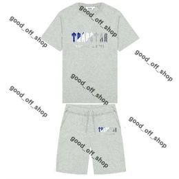 Men's T Shirts Women's Trapstar White Blue Towel Embroidery Short Sleeve Shorts Set Spring Summer Fashion Streetwear T-Shirtmotion Current 174