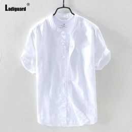Men's Casual Shirts Men Long Sleeves Shirt Clothing 2024 Harajuku Fashion Basic Tops Open Stitch Blouse Solid White Khaki Comfy Wear
