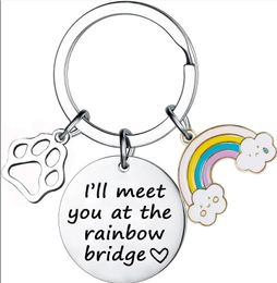 I will meet you at the rainbow bradge couple stainless mental Keychain