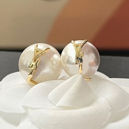 Brand Letter Stud Big Samll Pearl Designer Earrings Charm Women Stainless Steel 18k Gold Plated Earring Wedding Christmas Jewelry Gift Fashion Accessory