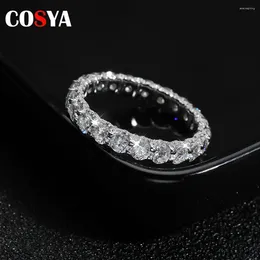 Cluster Rings COSYA 3mm D Color Moissanite Row For Women 925 Sterling Silver Plated 18k White Gold Wedding Eternity Band Fine Jewelry