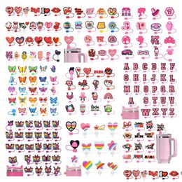 Drinking Straws 10Mm Cute Sile Cartoon St Tips Ers Cap Charms Dust Proof Drinking Reusable Topper For 30Oz 40Oz Tumbler Cup Drop Deliv Dh68Q