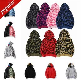 Designer Mens Women Hoodie Popular Shark Pattern Sportwear Camouflage Zip Up Hoodies High Quality Pure Cotton Jacket Size M-xxxl 5AJZ