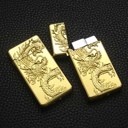 Hp139 Creative Iatable Loud Sound Lighter Windproof Direct Fire Personalised Emed Dragon Figure Metal Cigarette Set