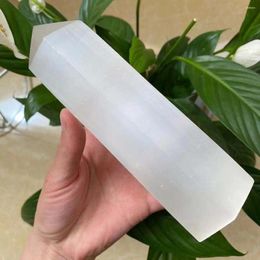 Decorative Figurines Natural White Selenite Rod Crystal Quartz Obelisk Reiki Healing