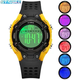 Wristwatches Synoke Watch Outdoor Student Sports Waterproof Resistant Large Screen Display Luminous LED Digital For Men