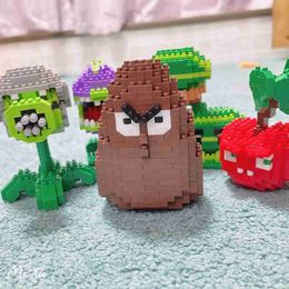 Blocks Plants vs. Zombie Blocks Small Cartoon Mini Building Blocks Peasooter SunFlower Chomper Assembly Action Model Childrens Toys WX