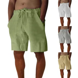 Men's Shorts Cotton Linen Men Summer Fashion Breathe Lightweight Thin Bermuda Drawstring Loose Beach Wear Bottoms