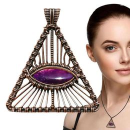 Decorative Figurines Triangle Eye Necklace Pyramid Design Blue Opal Evil For Women Triangleilluminati Pendant Choker
