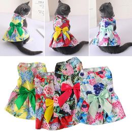 Dog Apparel Summer Puppy Clothes Big Flower Sleeveless Pet Cat Skirts Sweet Cute Costume Breathable Dresses