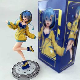 Action Toy Figures Anime Blue haired sweater cute girl Rem Complete PVC Action Figure Collectible Model Toys Doll box-packed Y240516